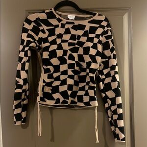 Le Lis Collection Checkered‎ Black and Tan Sweater